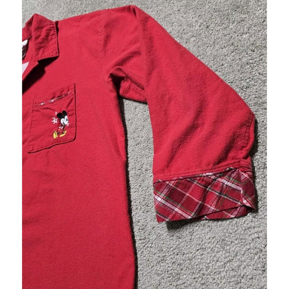 Vintage Mickey & Co. Size L Red Disney Mickey Mouse Button Up Pajama‎ Shirt Top - Picture 9 of 16